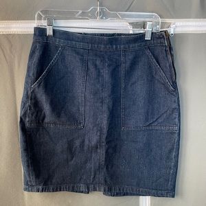 J. Crew denim pencil skirt with lace up detailing